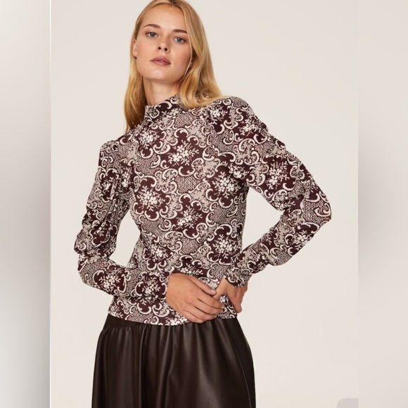 $225 NWT ⭐️ HOST PICK ⭐️Rebecca Taylor Rochelle Fleur Drape Mock Neck Blouse - Picture 9 of 14